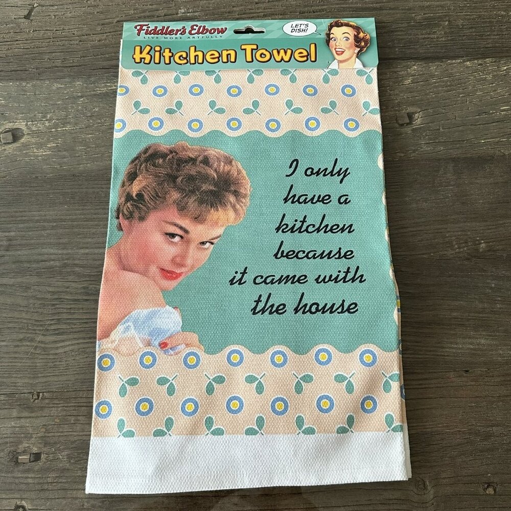 Retro 100% Cotton, Green, Oversized Kitchen Towel – Great Gift (Fiddler’s Elbow)